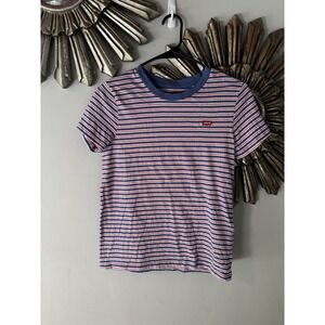 Levi's Perfect Crew Classic Striped T Shirt Blue Red White XS